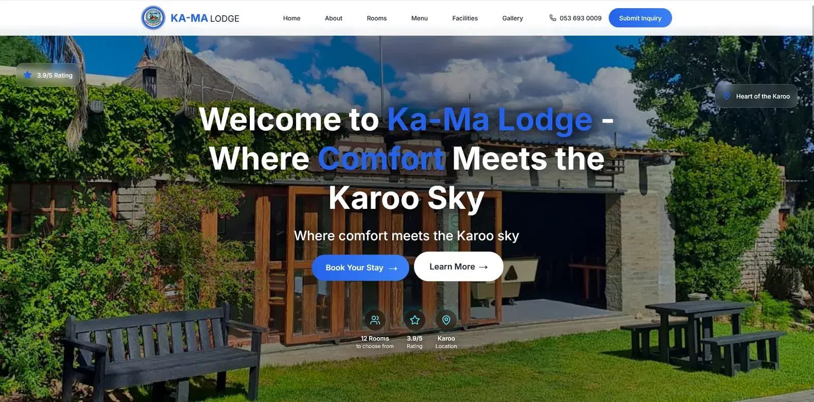 Preview of the Kama Lodge website